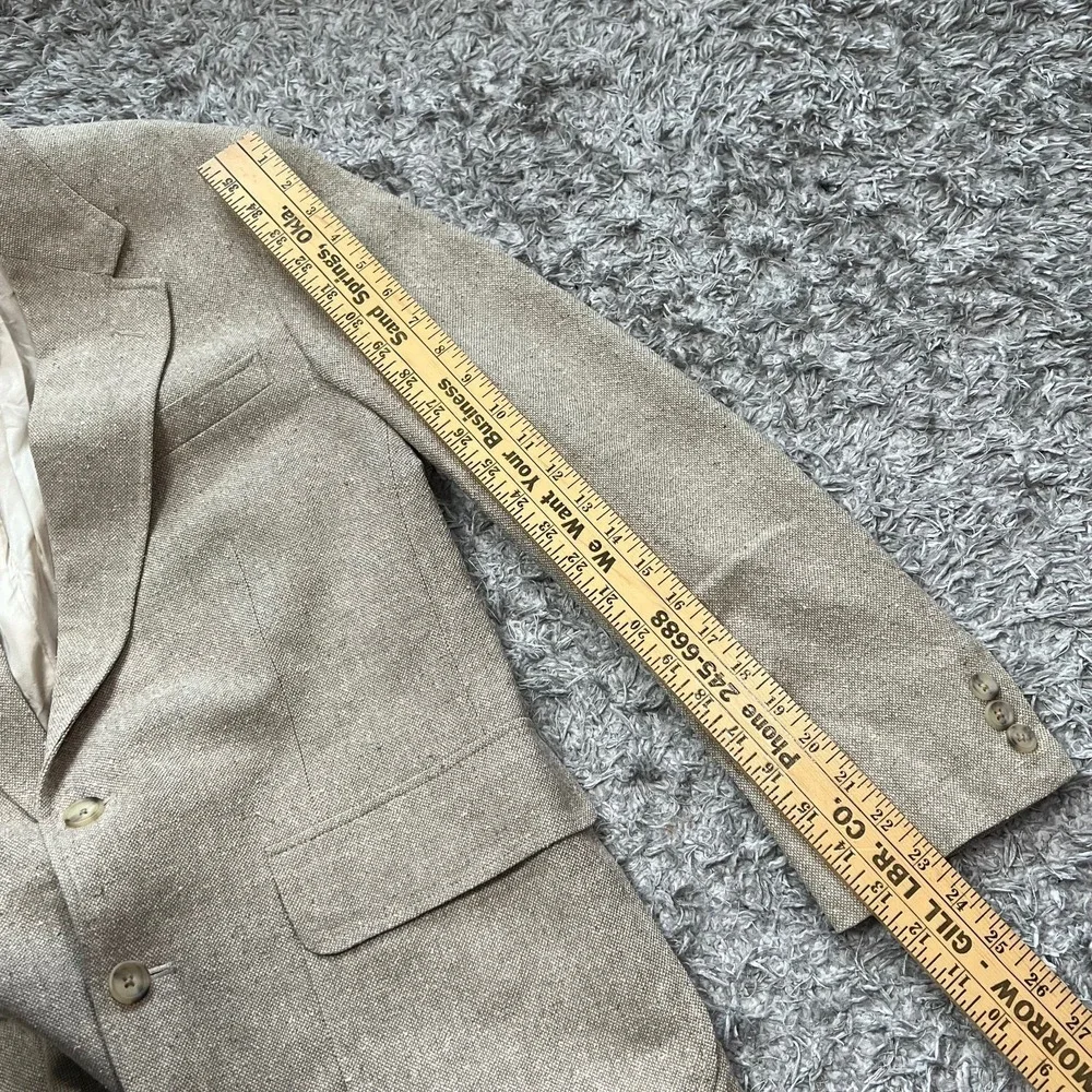 VTG 90s Lands' End Silk‎ Sport Coat Blazer Men 41R Beige Prep Coastal USA